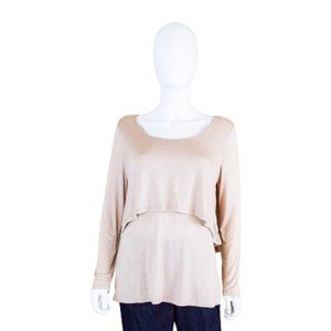 THE HANGER BLACK LAYERED LONG SLEEVE BOAT NECK TUNIC TOP - MEDIUM